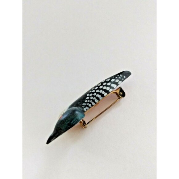 Hand Carved Bird Pin/Brooch (Canada Loon) Artist Russ Clark Ontario 2000 - Picture 5 of 8